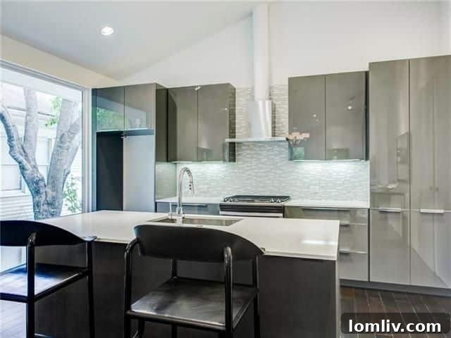 Radiant North Highlands Estate Steals the Show at Dallas Open Houses This Weekend 10 Contemporary kitchen with sleek cabinetry and island at 4711 Live Oak St. Unit 1