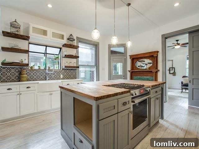 A beautifully staged room at 4317 Worth St., featuring restored architectural elements and curated antiques.
