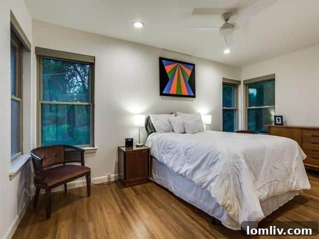 Midcentury Home Entrance with Emtek Satin Brass Hardware