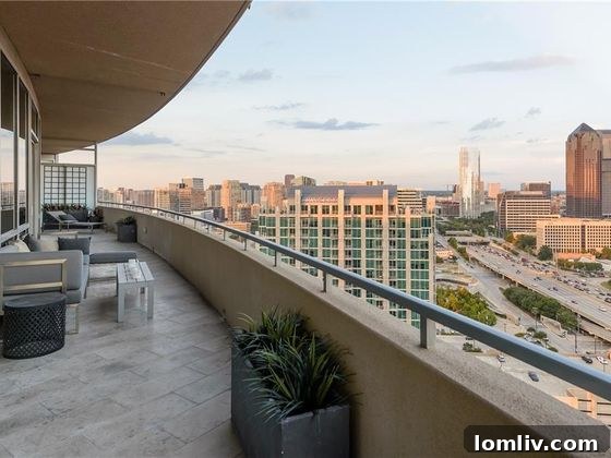 Spacious 89-foot private terrace in a luxury Dallas high-rise condo