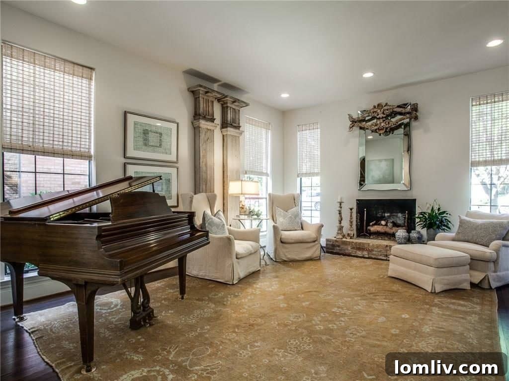 Detailed view of master bedroom furnishings and lighting fixtures