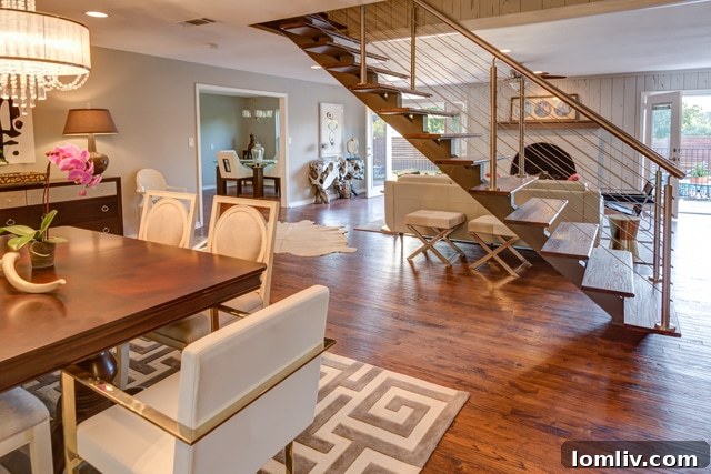 Custom Designed Floating Staircase in a Contemporary Home