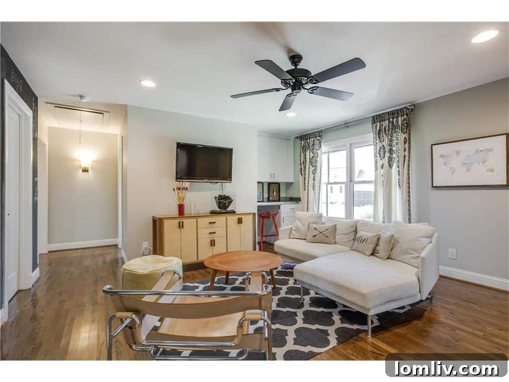 Spacious Game Room with Chalkboard Wall