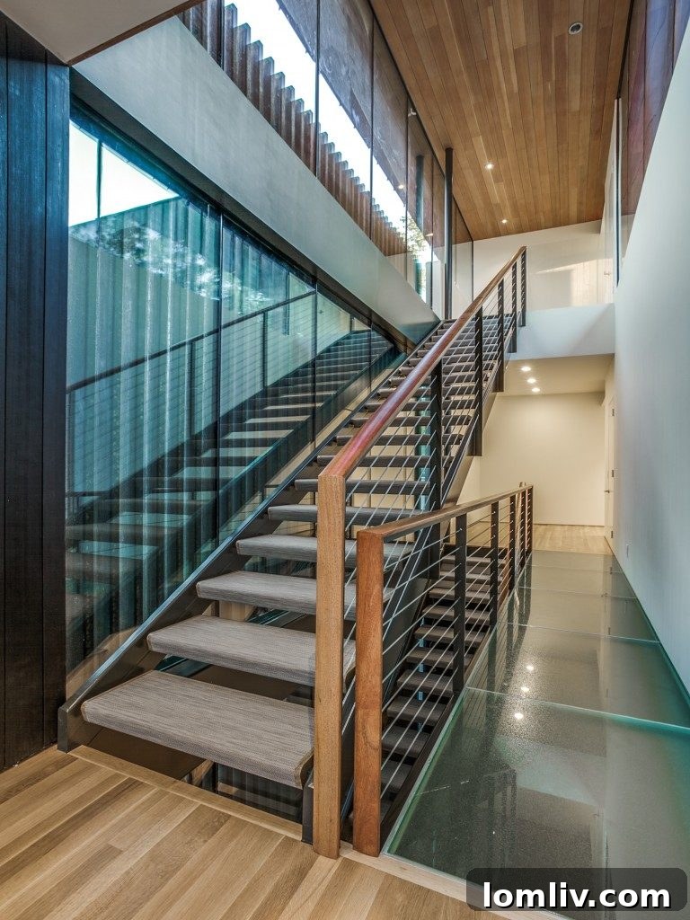 Modern Staircase with Japanese Zen Garden Inspired Base