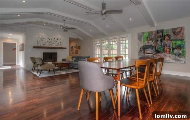 Interior Living Room with Eames-style furniture and fireplace