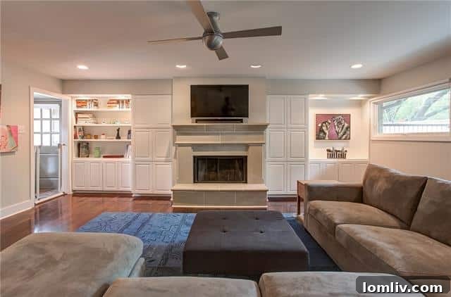 Second Living Area with fireplace and sectional sofa