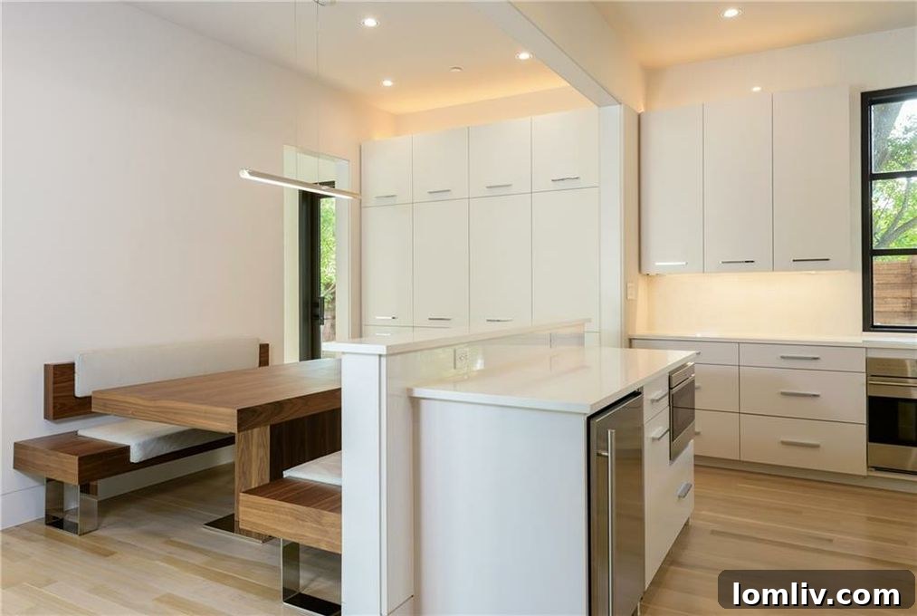 Built-in banquet breakfast area in the contemporary kitchen