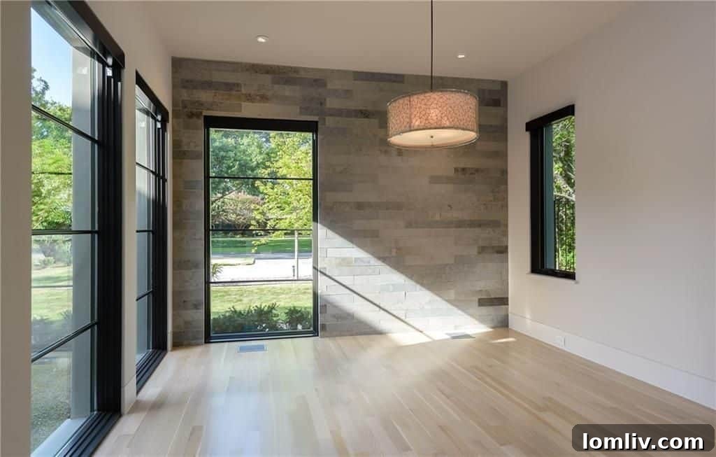 Luxurious study or office featuring stone walls at 4920 Mangold Circle