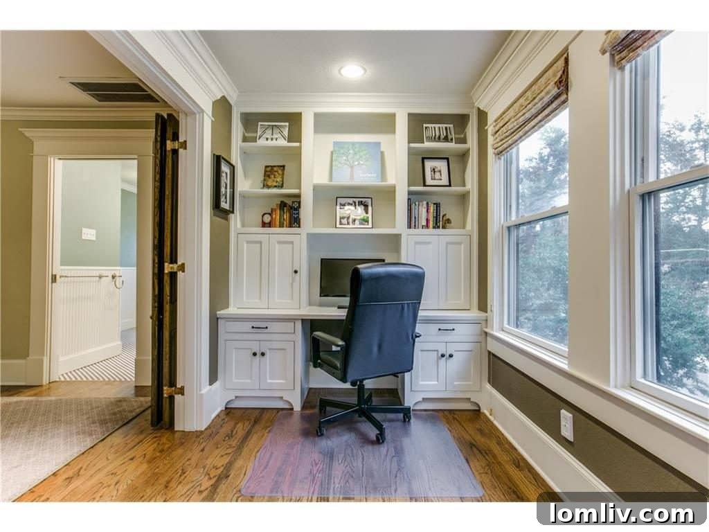 Master bedroom with folding doors to a private office