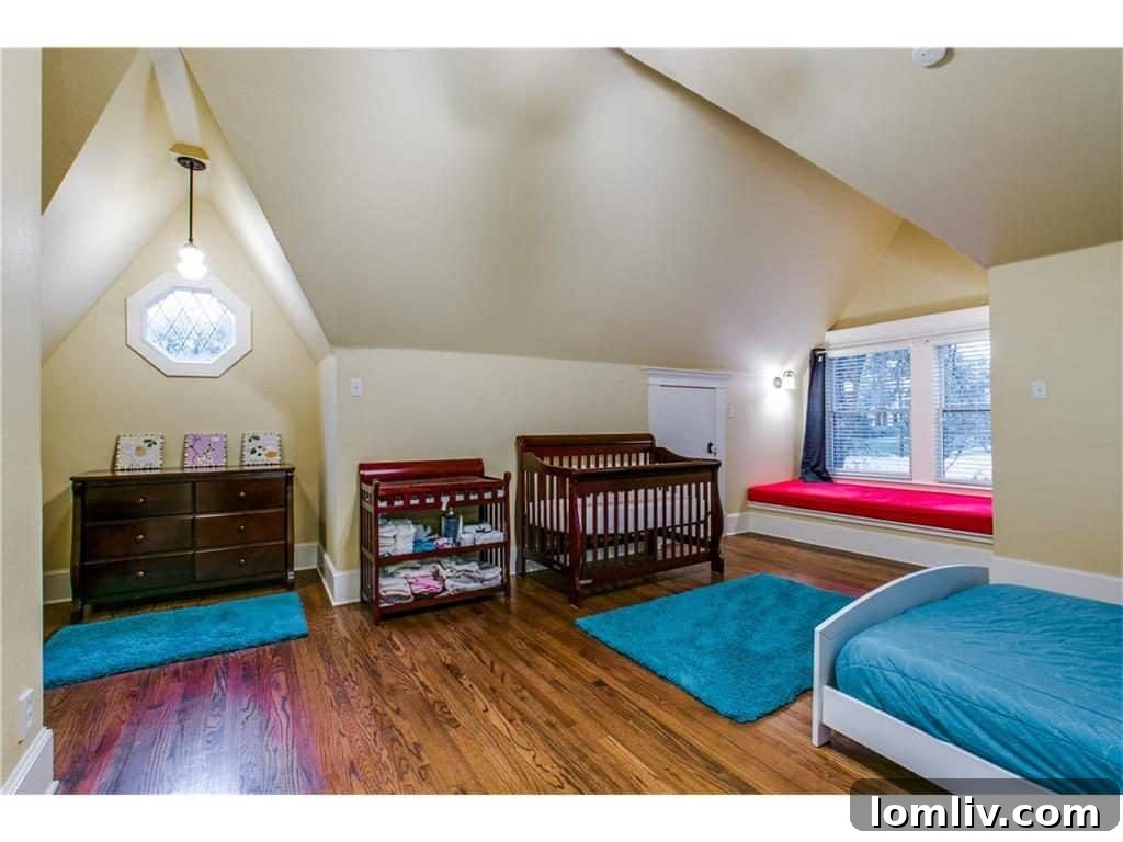 Elegant bedroom with window seat and built-in features