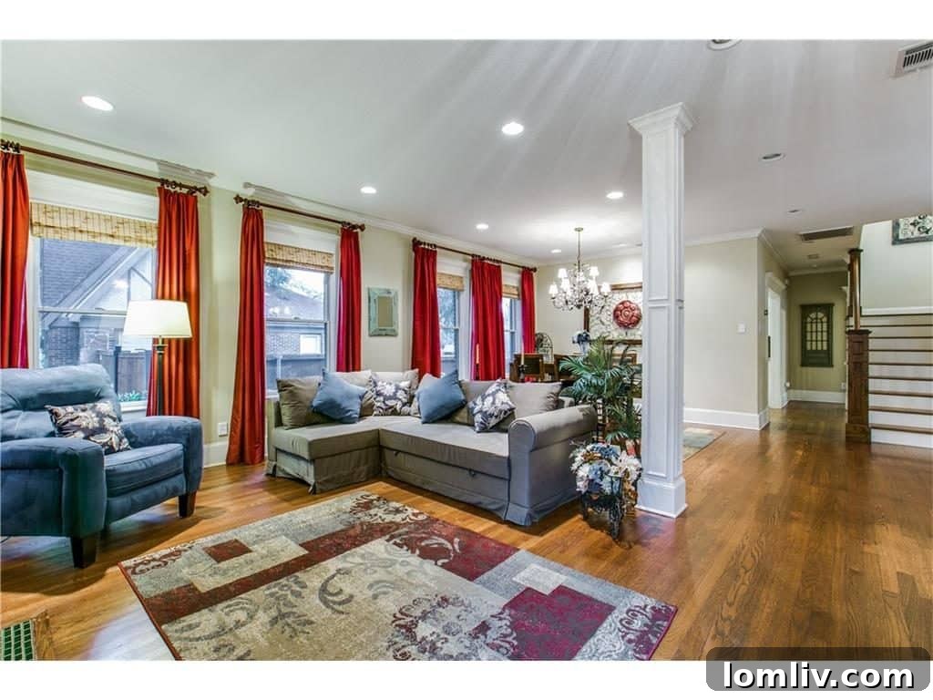 Interior view, living room of the Tudor home