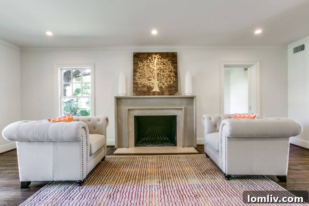 Cozy fireplace in a well-appointed living room
