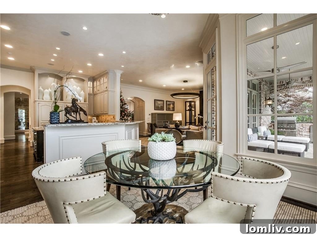 Spacious kitchen island with ample seating and modern design