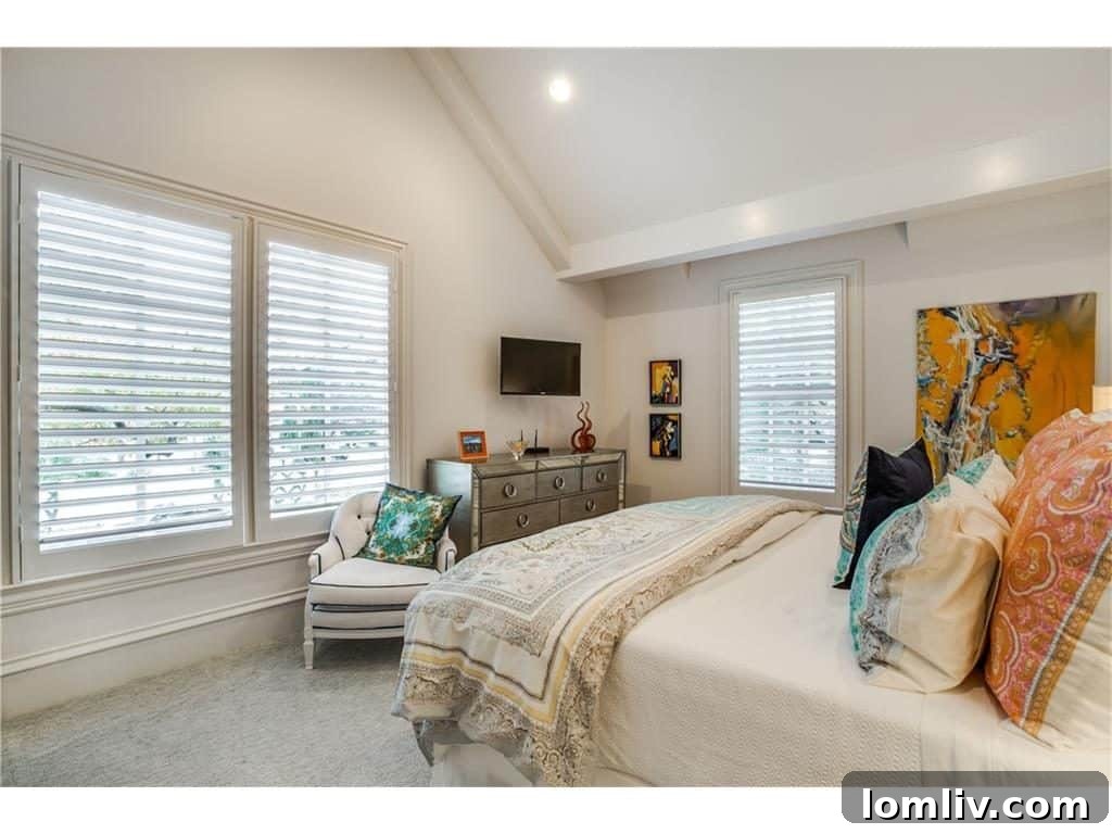 Luxury guest bedroom on the third floor with private bath and great views