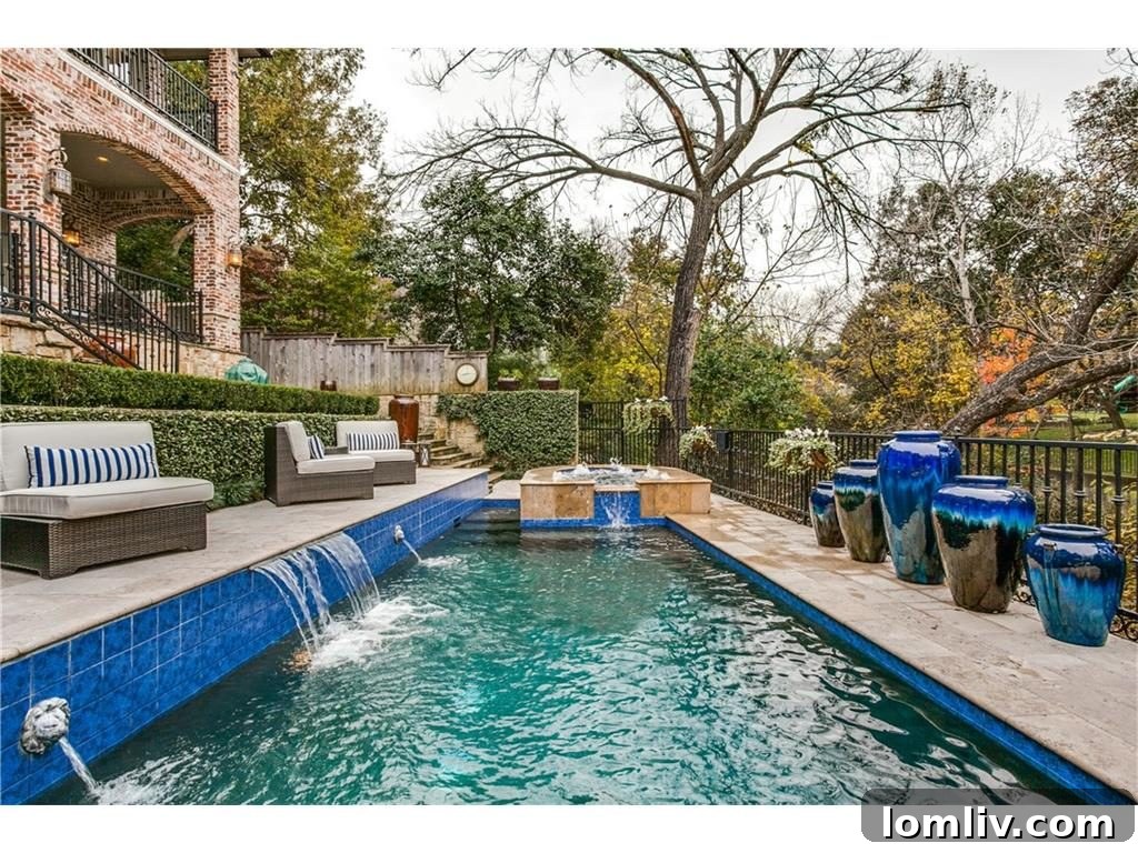 Aerial view showcasing the private backyard and proximity to Turtle Creek