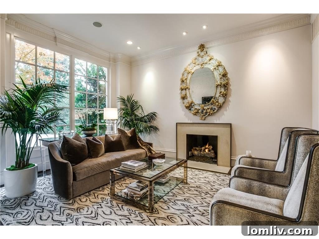 Contemporary hallway with glass staircase and elegant wall decor in University Park