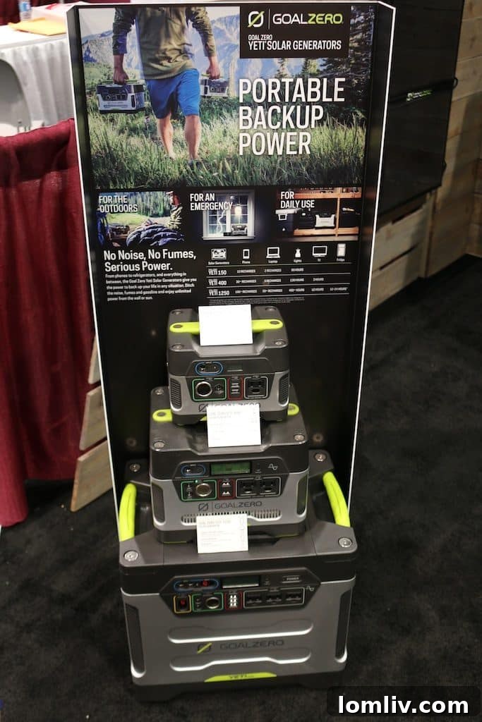 Solar powered generators by Goal Zero at the National Hardware Show.