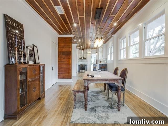 Dallas Open House Spotlight: A Masterpiece Craftsman in Junius Heights 16 Elegant formal dining room with exposed wood ceiling at 611 N. Montclair Ave
