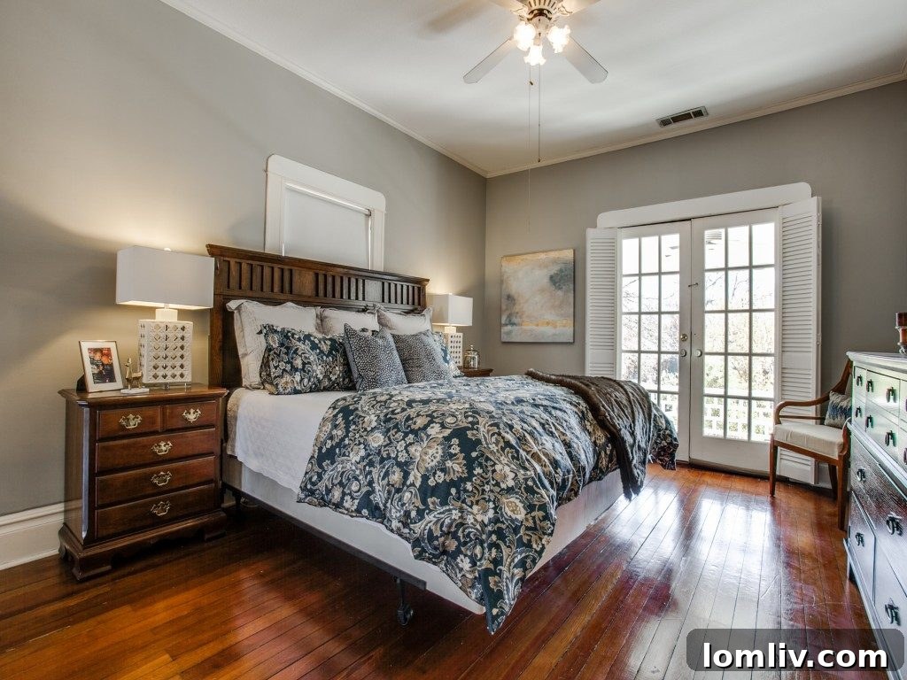 Spacious and bright bedroom with a seating area