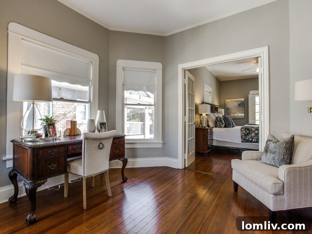 Tastefully decorated interior space, highlighting period details