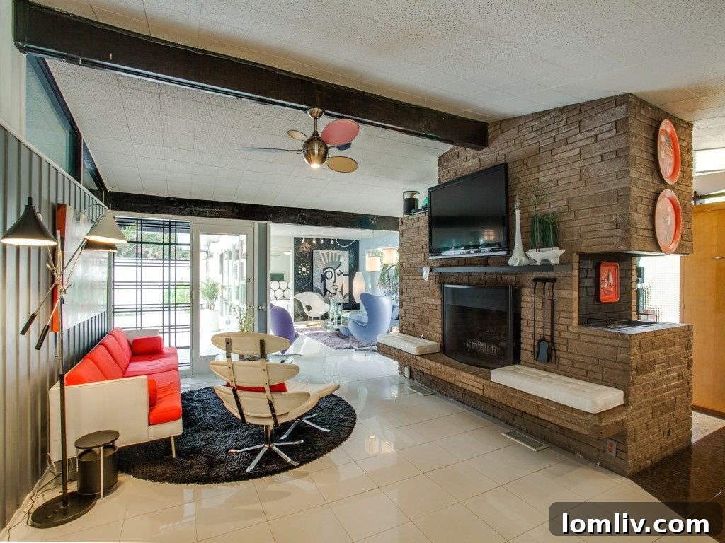 Inviting front entrance with unique architectural details and geometric lines.