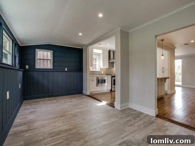 Stylish half bathroom with vessel sink and custom cabinet