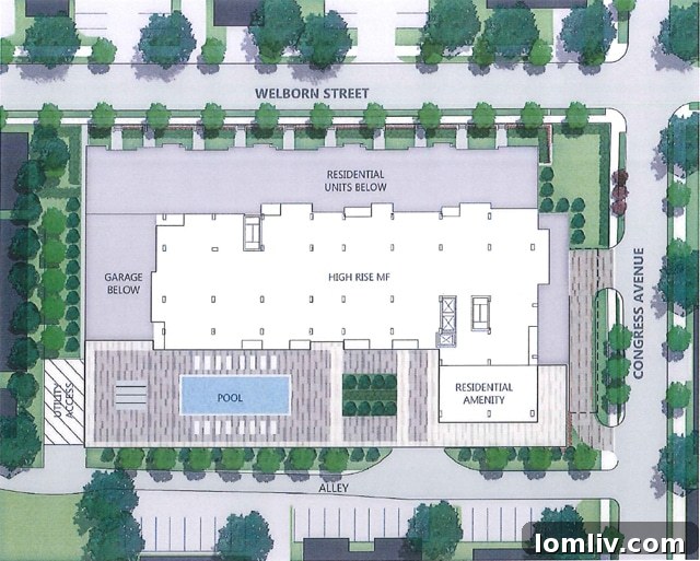 Latest 2728 Welborn Site Plan, illustrating the strategic placement and design of the new development.