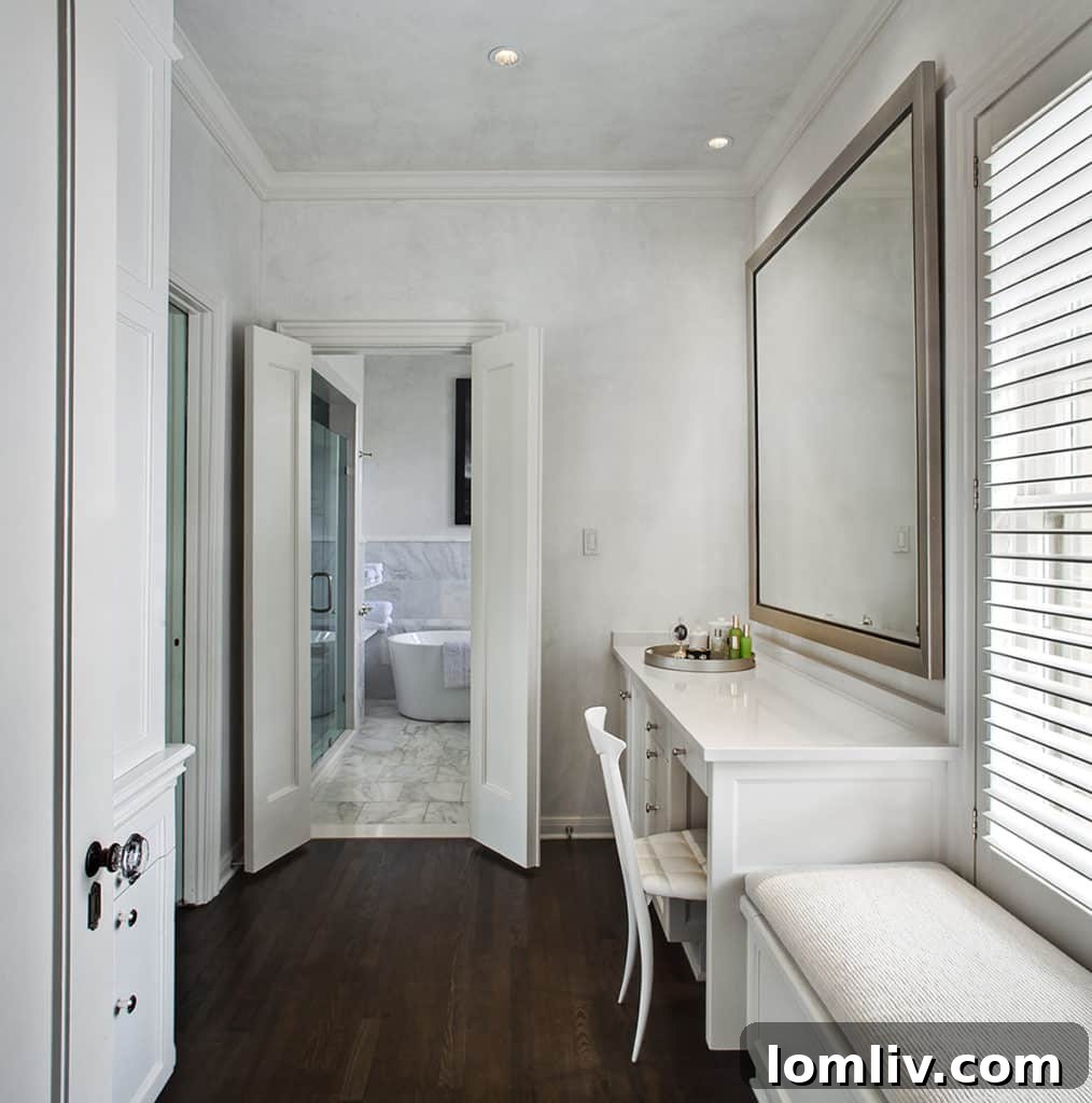Elegant master bathroom, one of two