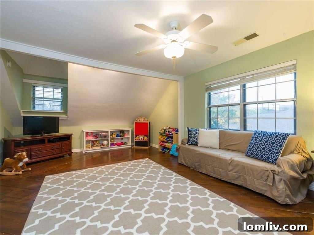 Inviting backyard with lush green lawn and garden