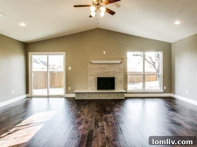 Open Concept Living and Dining Area with Hardwood Floors