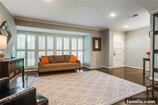 Elegant Living Room with Fireplace at 8515 San Leandro Dr