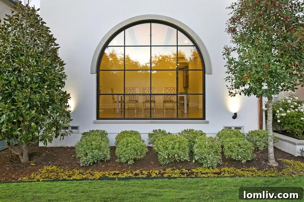 Stunning exterior architecture of the modern Mediterranean home at 3512 Lexington Avenue.