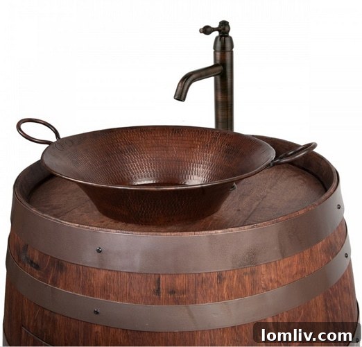 KBIS: The Ultimate Innovation Hub for Kitchen and Bath Renovators 8 Wine Barrel Vanity with Miner's Pan Sink - Rustic Bathroom Furniture