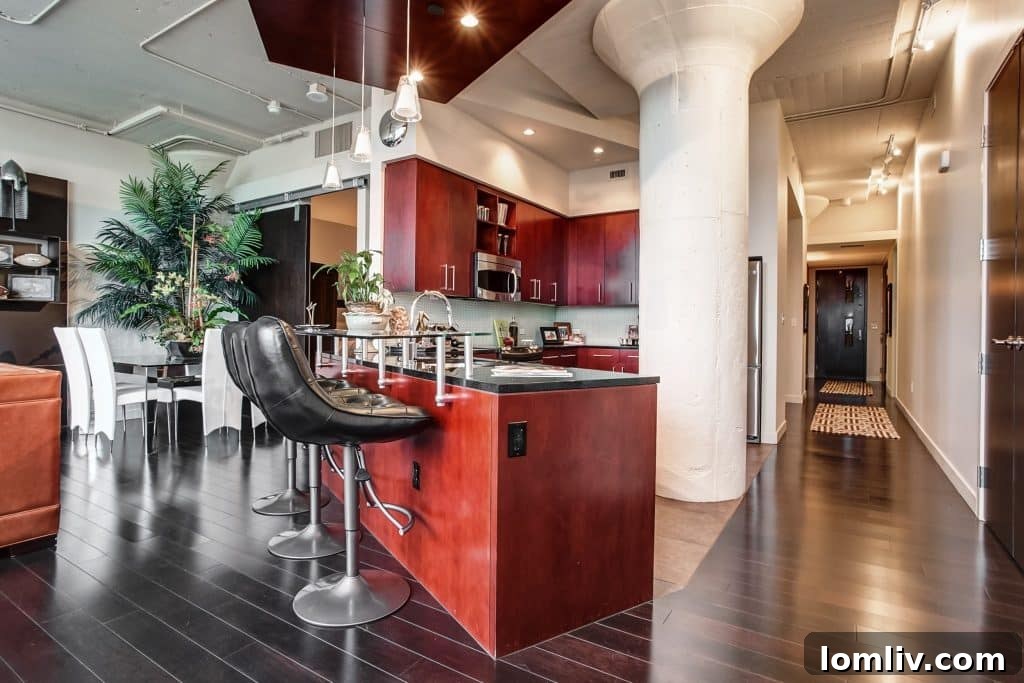 Spacious living area with high ceilings in Montgomery Plaza Unit 2450