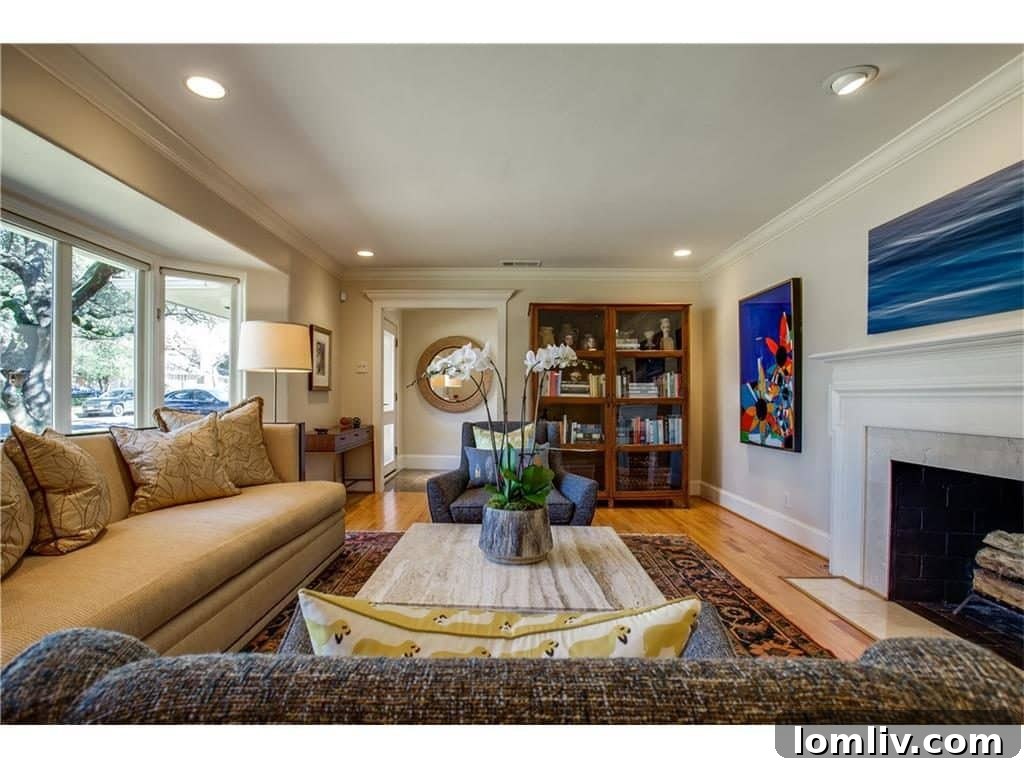 Detail shot of elegant interior decor and classic finishes in the Dallas cottage