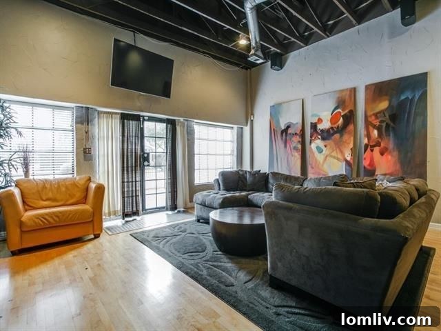 Welcoming entrance to the loft-style Dallas home