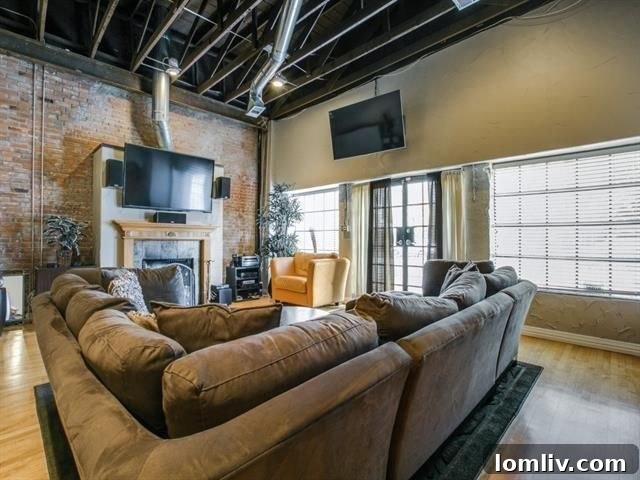 Interior view showcasing exposed brick and high ceilings