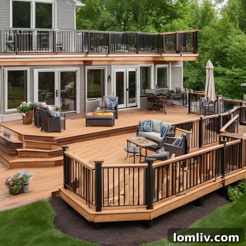 A beautifully constructed wooden deck, ready for Minnesota's varied seasons.
