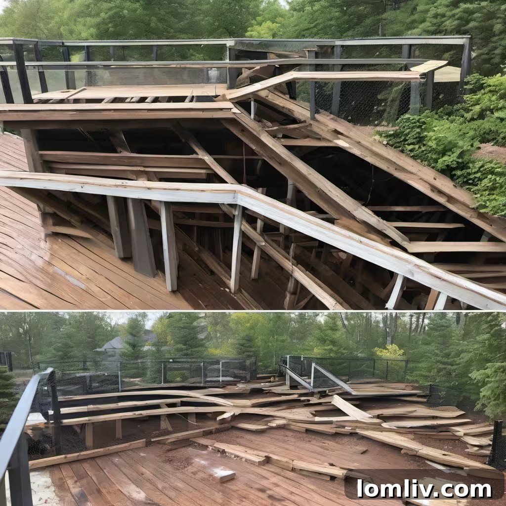 A deck foundation under construction with concrete piers extending below the frost line.