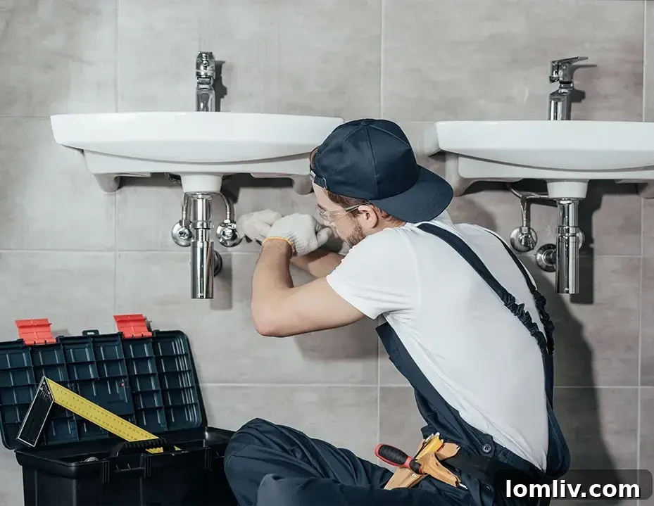Residential water heater in a home basement
