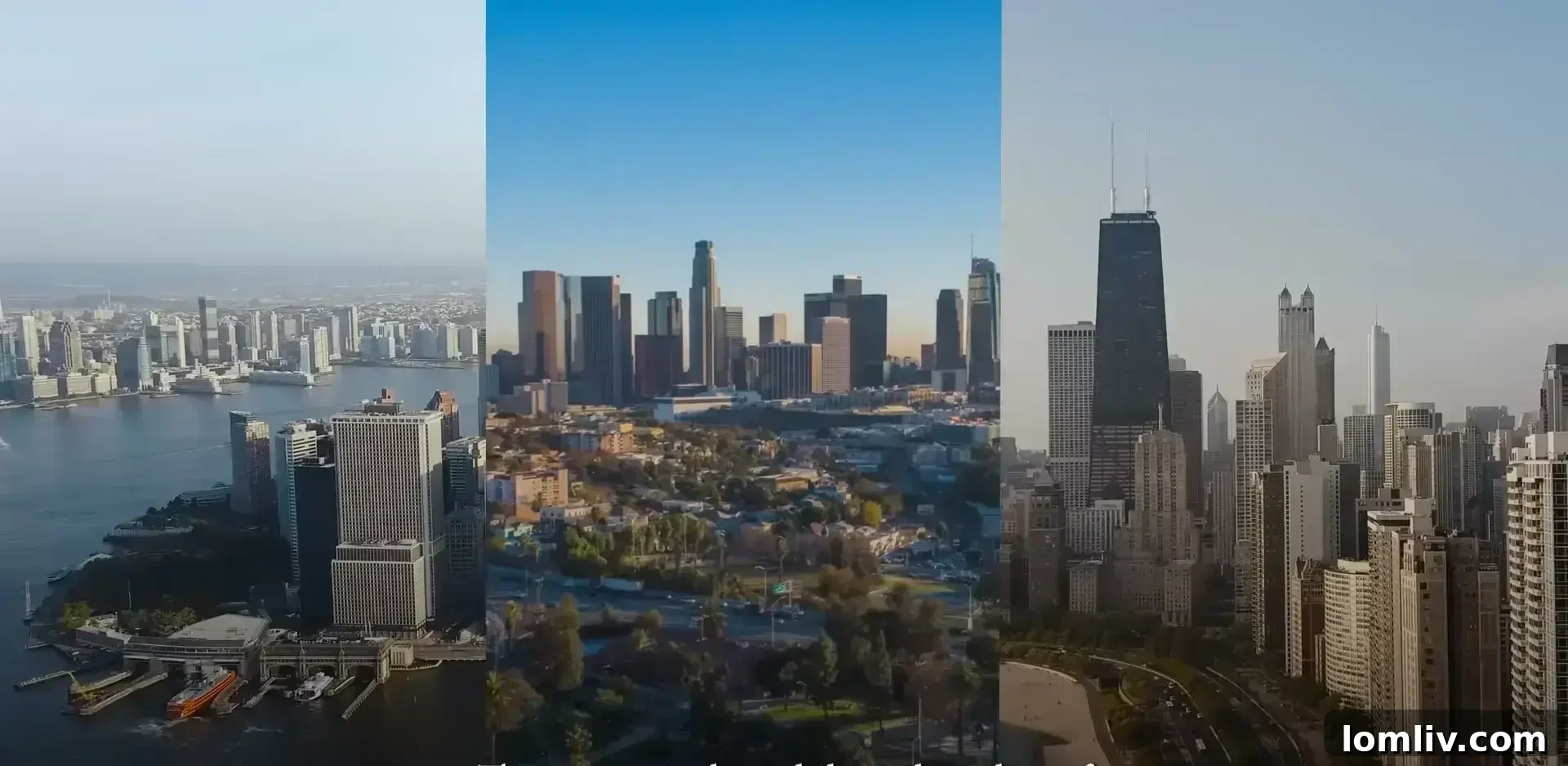 View of Niagara Falls city with the falls in the background