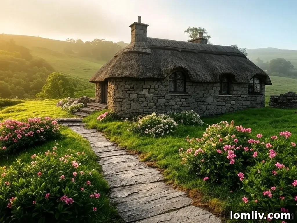 Picturesque Irish country house with a scenic backdrop