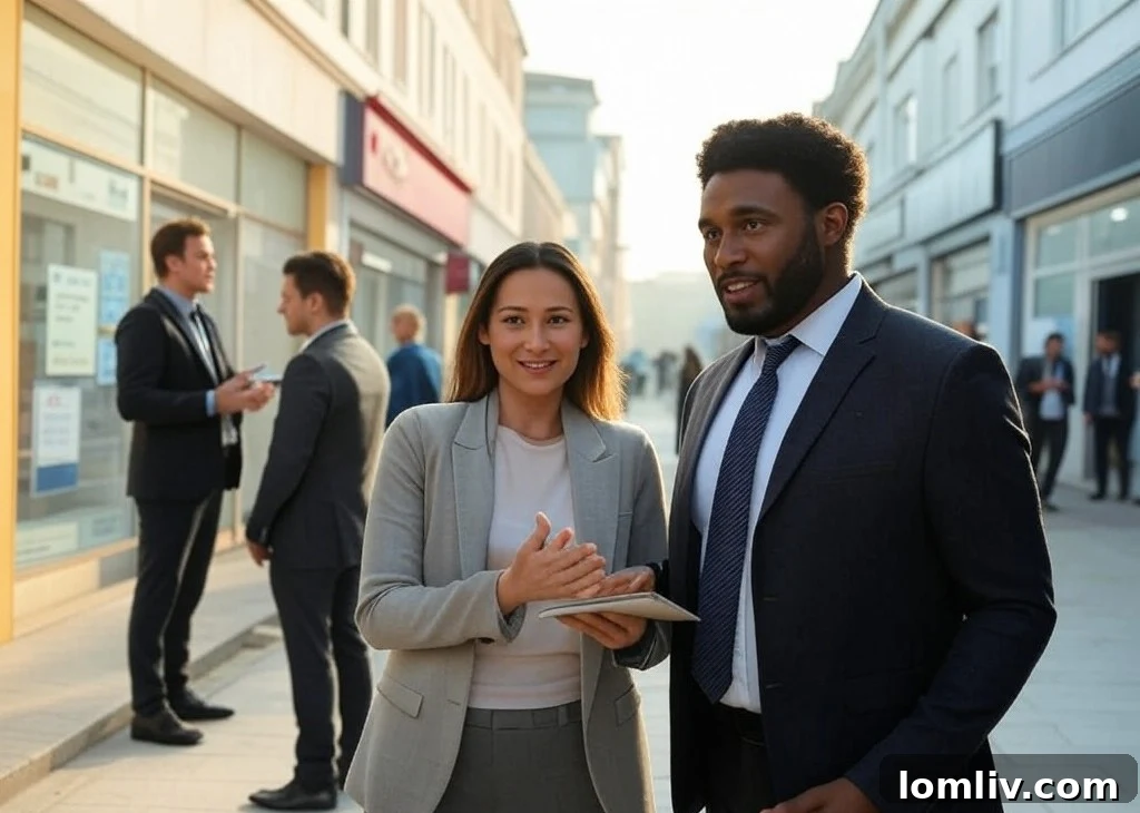 Business professionals reviewing real estate documents and maps, symbolizing diligent research and partnership.