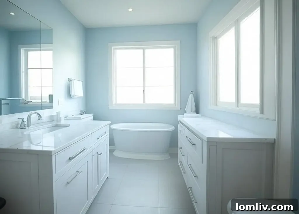 Small bathroom with light gray walls and white fixtures