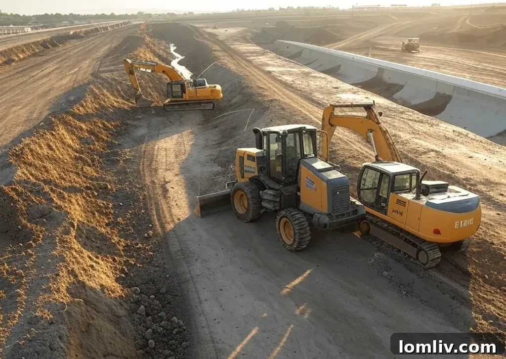 Advanced grading equipment utilizing GPS technology for precise land shaping on a construction site.