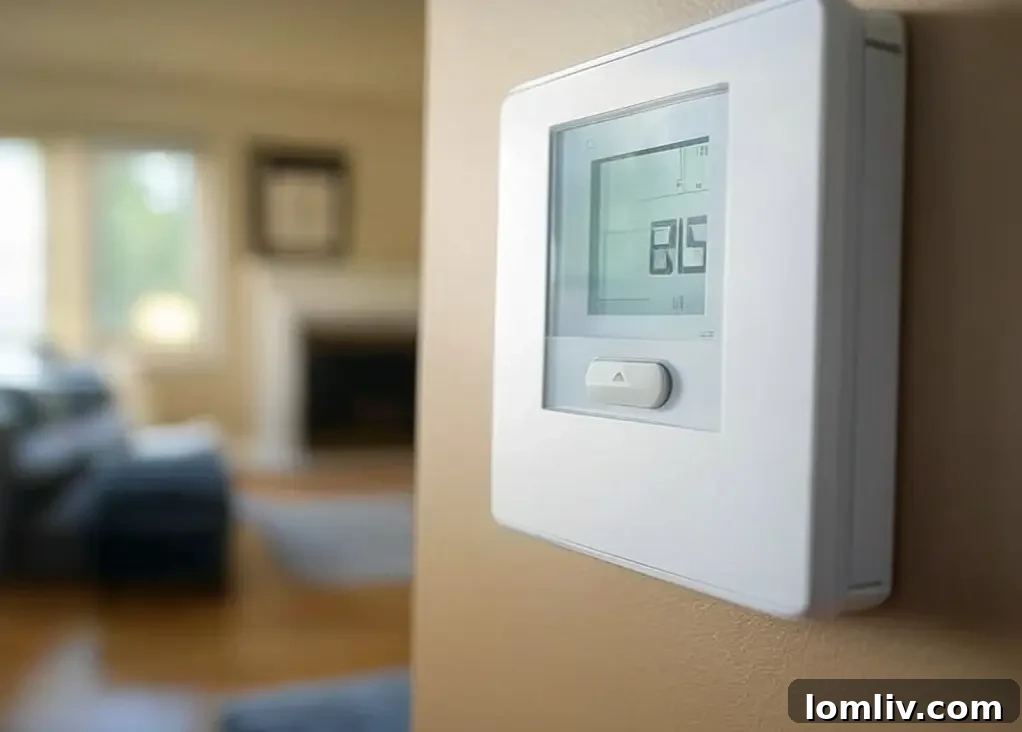 A modern smart thermostat displaying temperature, representing optimized heating control.