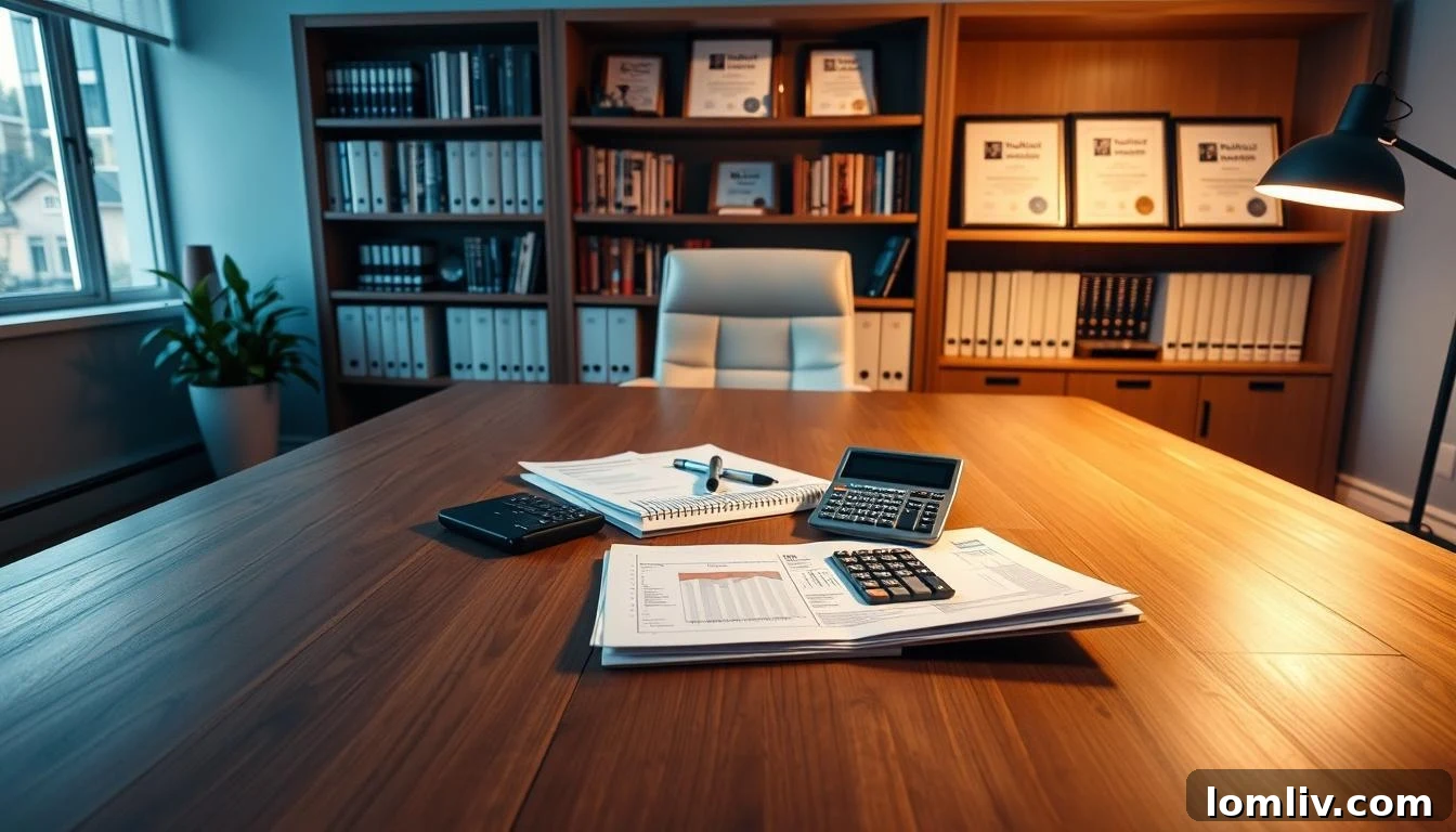 A person looking at a house with a calculator overlay, symbolizing mortgage calculation.