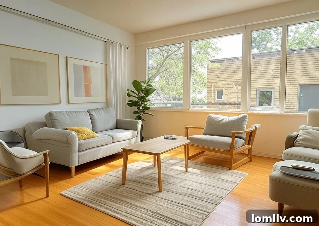 Bright living room with abundant natural light, making the space feel open.