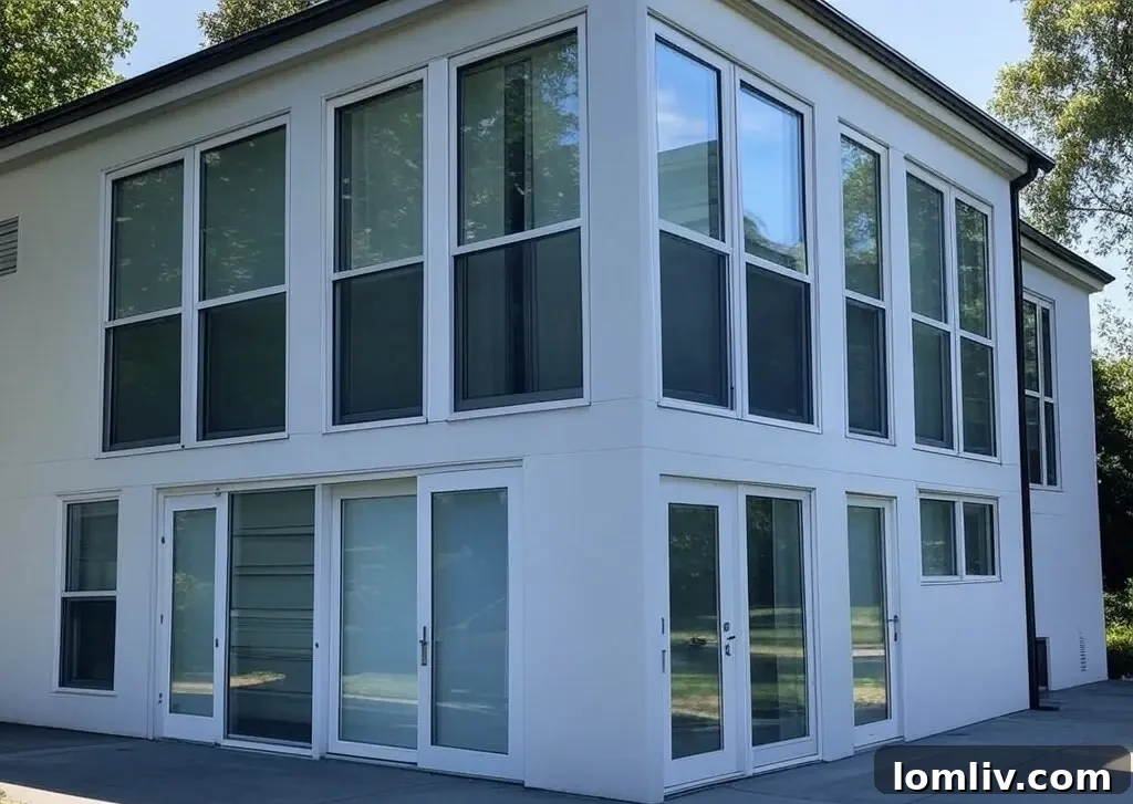 Close-up of a modern, energy-efficient window, highlighting its advanced glazing and frame technology.