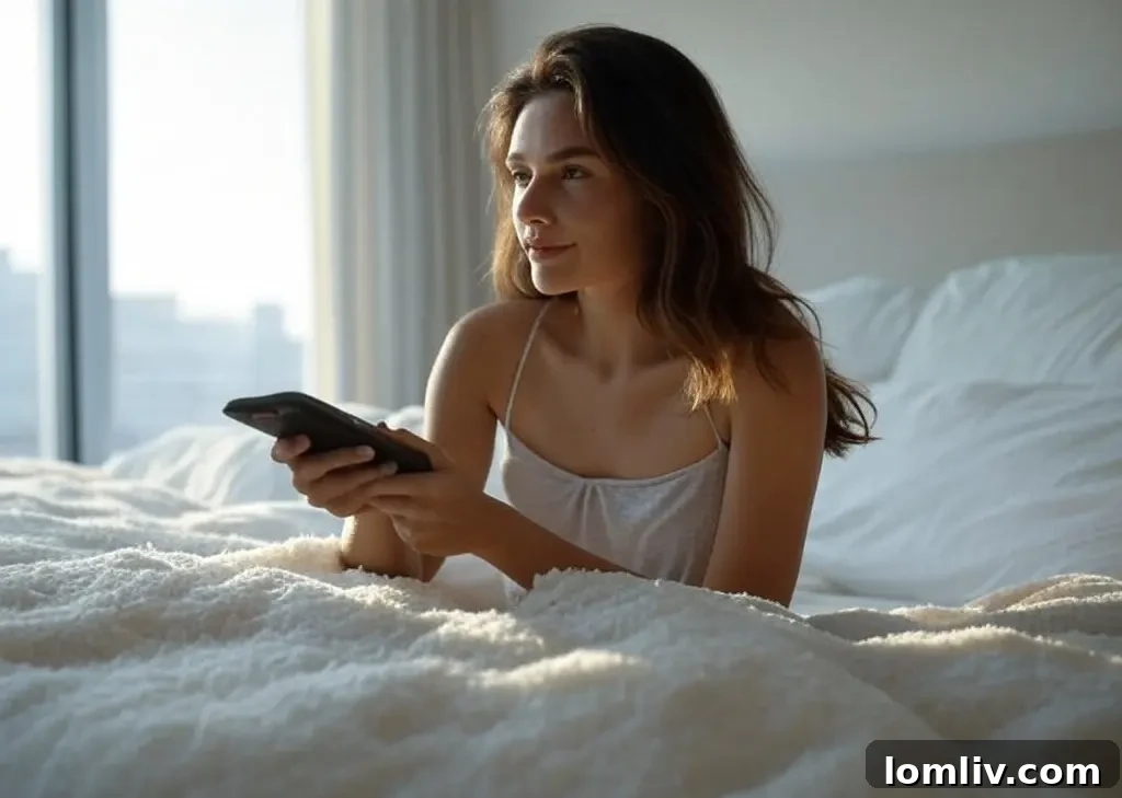 Redefining Daily Living with Automated Window Treatments 5 Person using a smart home app to control motorized shades.